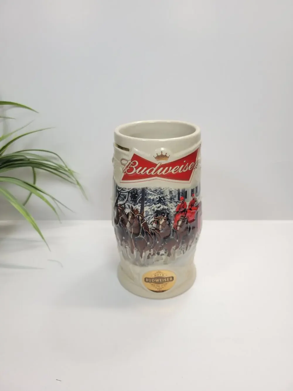 2014 Budweiser Holiday Stein Holiday Lane Christmas Beer Mug Clydesdales